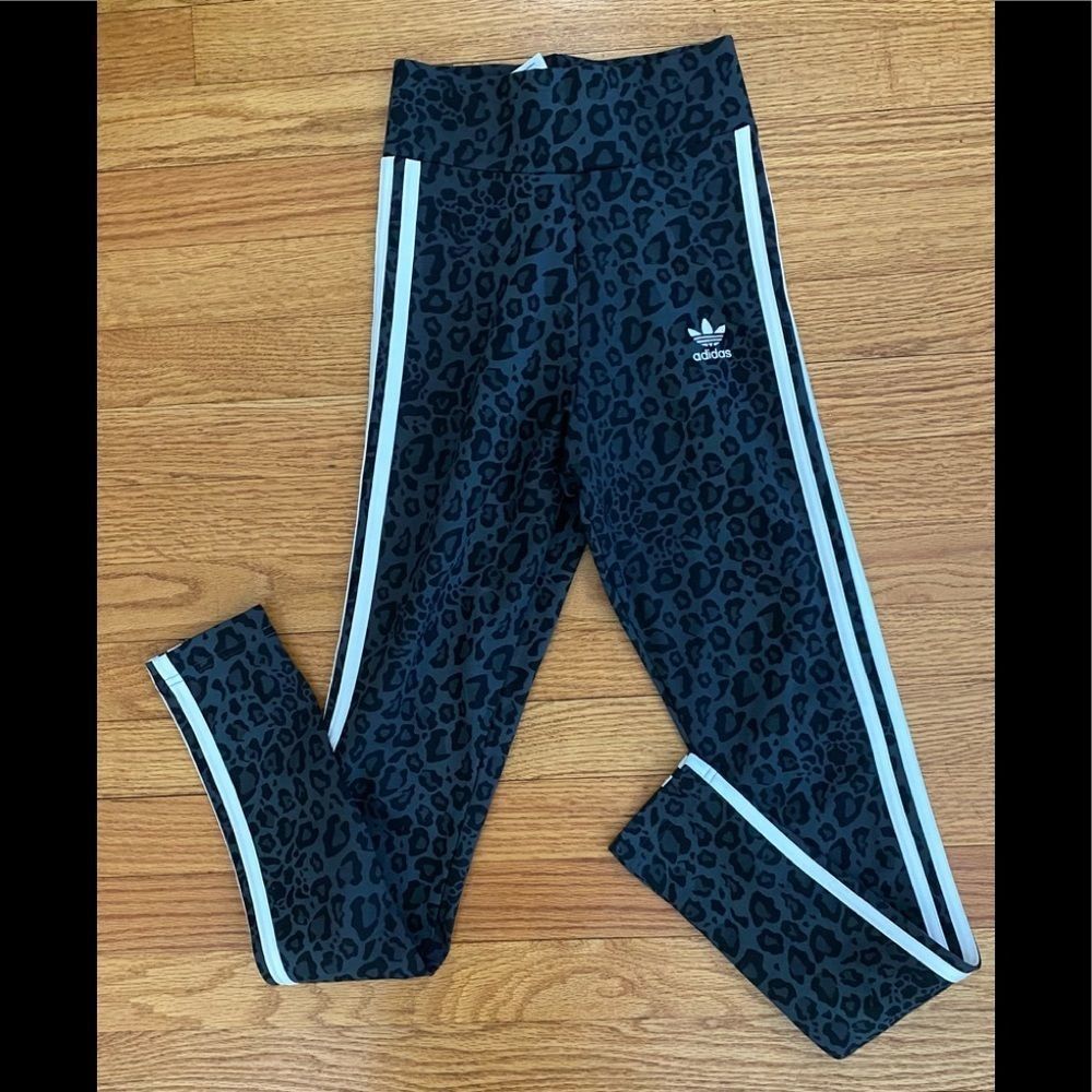 Adidas Leggings Women’s 2XS Multicolor Leopard Print Activewear Athletic New - Picture 1 of 5